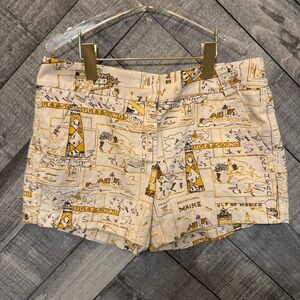 J. Crew Yellow Bermuda Shorts Size 6 Travel-Inspired Print Vacation Preppy
